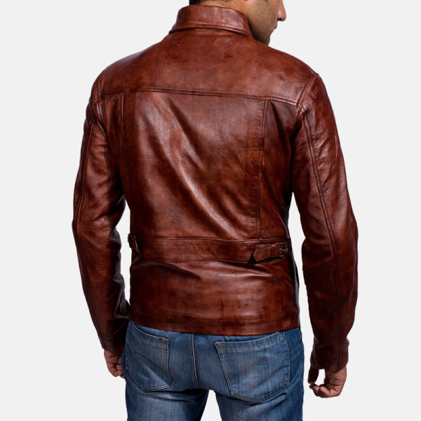 Abstract Maroon Leather Jacket