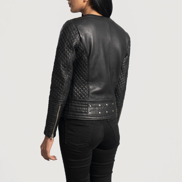 Celeste Studded Black Leather Jacket