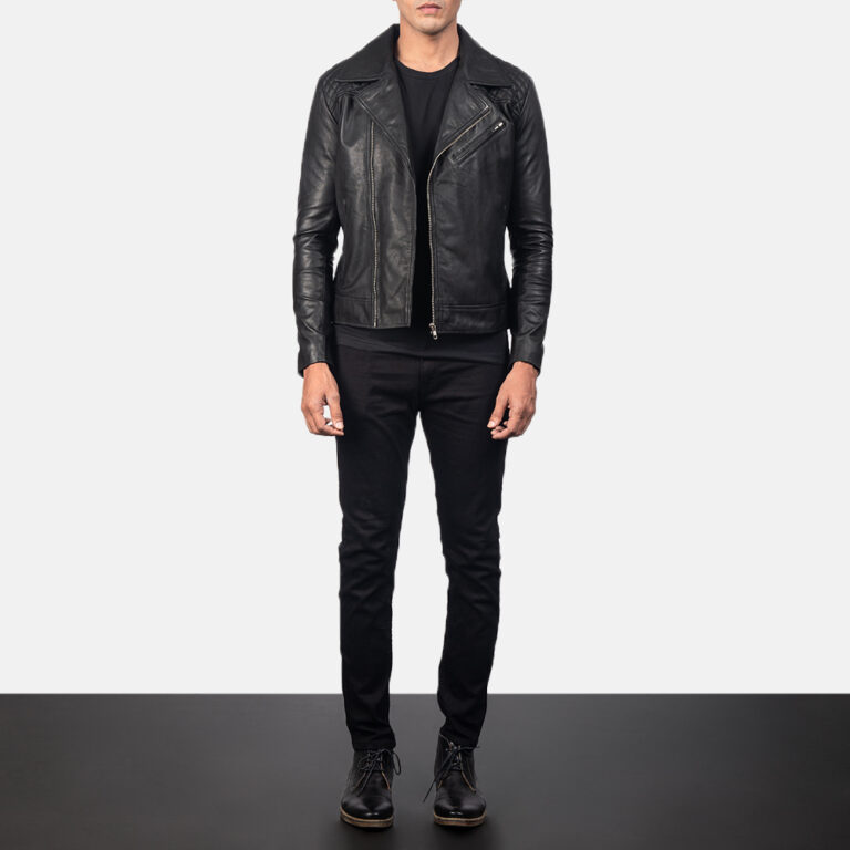 Danny Quilted Black Leather Biker Jacket