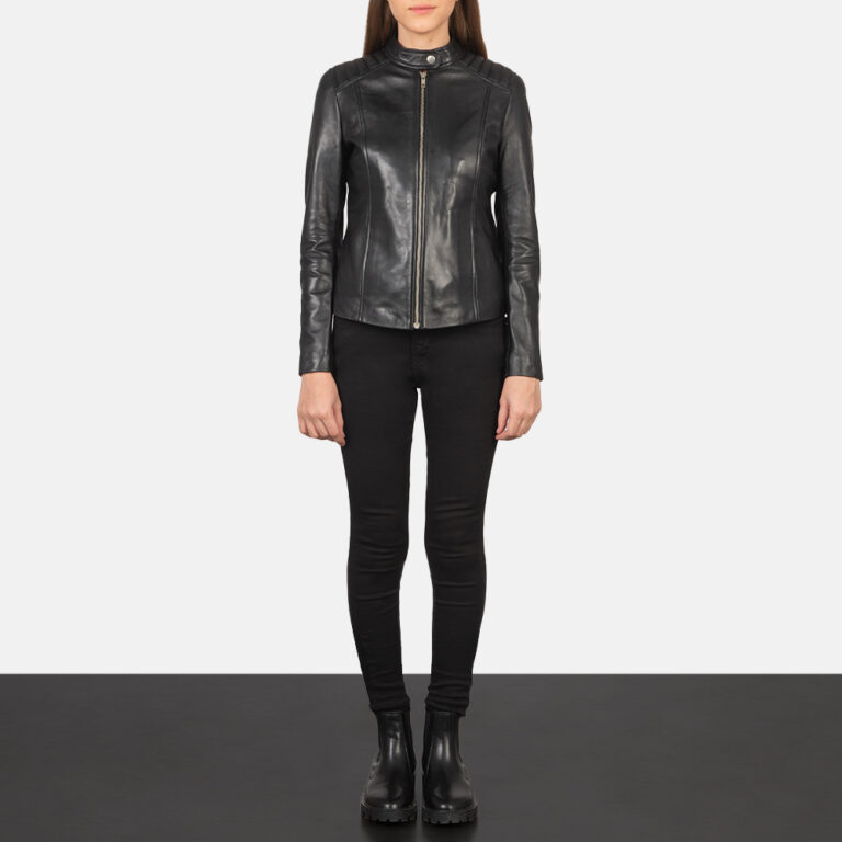 Kelsee Black Leather Biker Jacket