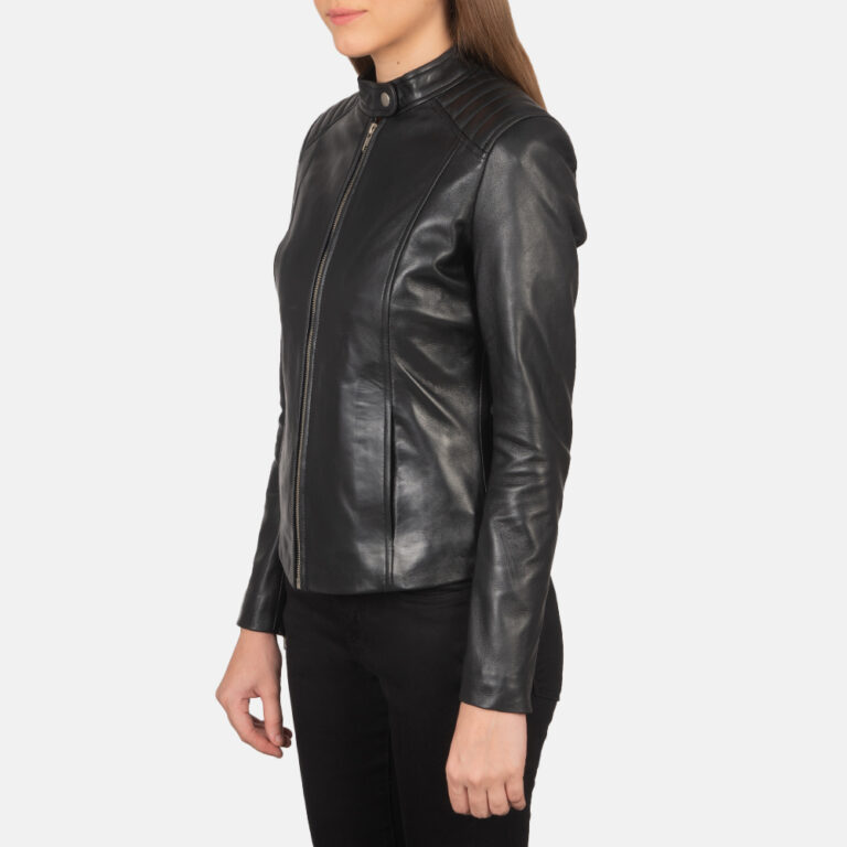 Kelsee Black Leather Biker Jacket