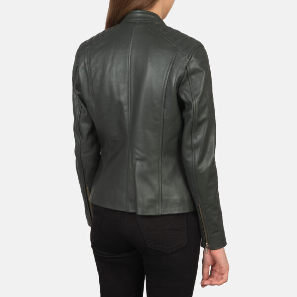 Kelsee Green Leather Biker Jacket