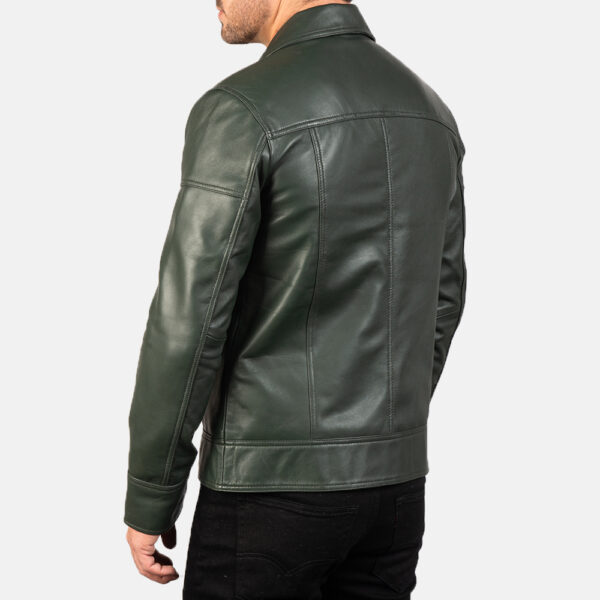 Lavendard Green Leather Biker Jacket