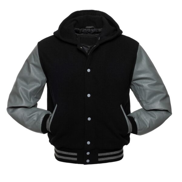 Gray Hood Varsity Jacket