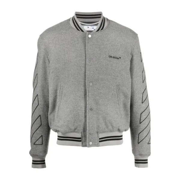 Gray Off-white Diag-Stripe Bomber Jacket