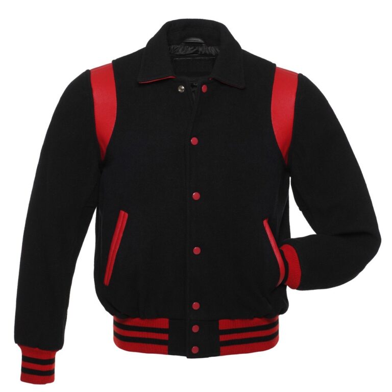 New Varsity Wool Letterman Jacket With Real Leather Shoulder Strips