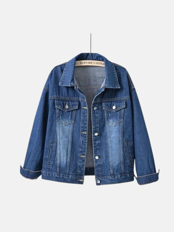 Women’s Buttoned Denim Jacket with Pockets